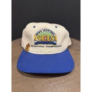Vintage Yupoong Strapback Hat Blue 1995 Softball Championships Cap With Pin